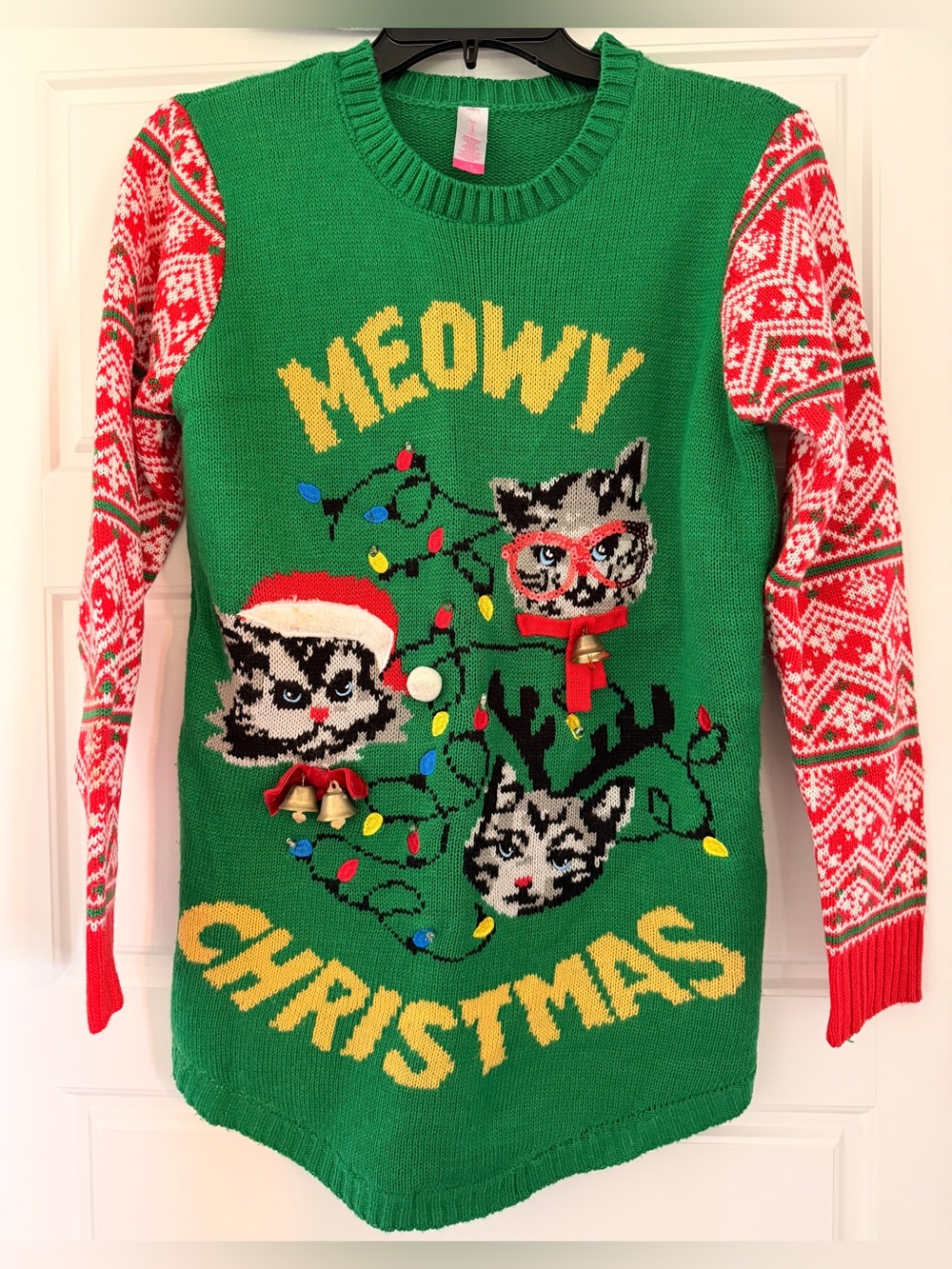 MEOWY CHRISTMAS knit Sweater - L